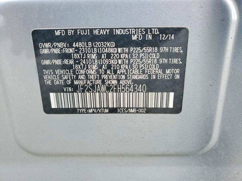 72144546 :رقم المزاد ، JF2SJAWC2FH564340 vin ، 2015 Subaru Forester مزاد بيع