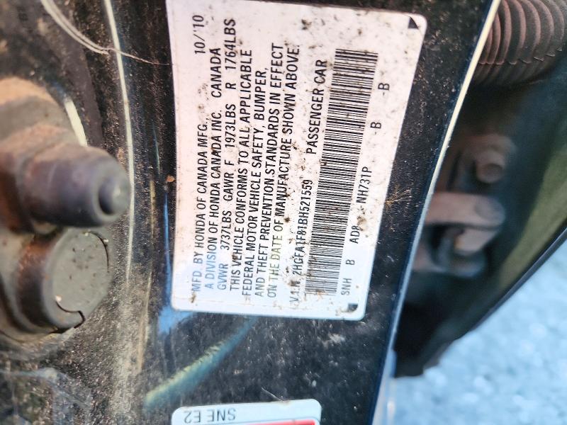 Auction sale of the 2011 Honda Civic, vin: 2HGFA1F81BH521559, lot number: 72092316