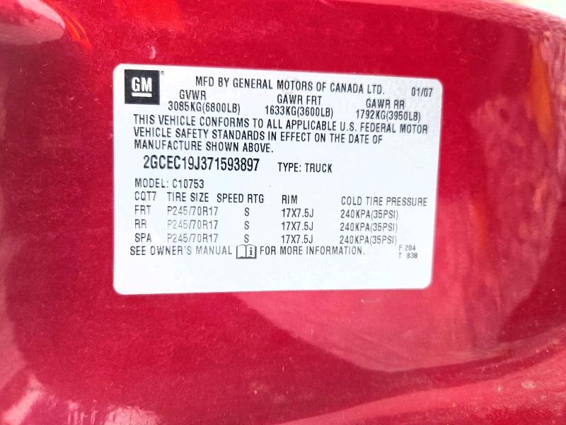 Продаж на аукціоні авто 2007 Chevrolet Silverado, vin: 2GCEC19J371593897, номер лоту: 71239966