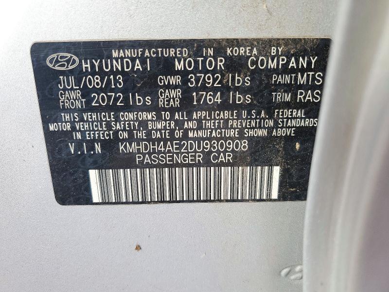 Aukcja sprzedaży 2013 Hyundai Elantra, vin: KMHDH4AE2DU930908, numer aukcji: 72523736