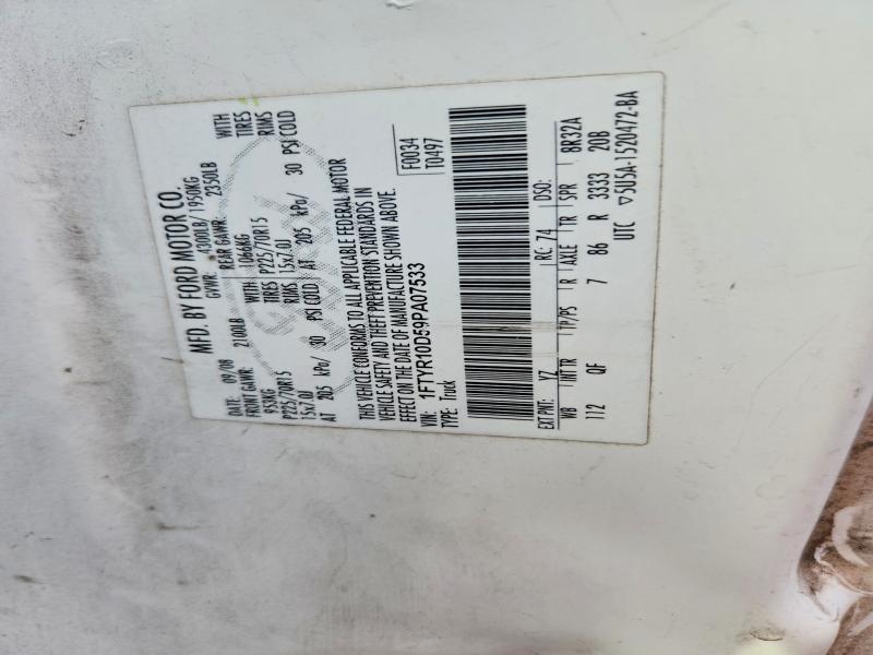 71506996 :رقم المزاد ، 1FTYR10D59PA07533 vin ، 2009 Ford Ranger مزاد بيع