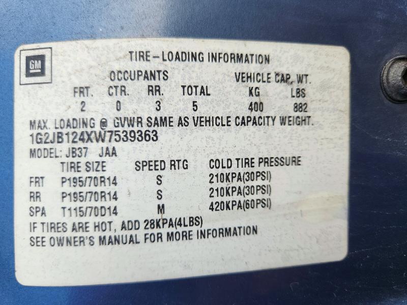 Aukcja sprzedaży 1998 Pontiac Sunfire, vin: 1G2JB124XW7539363, numer aukcji: 73205016