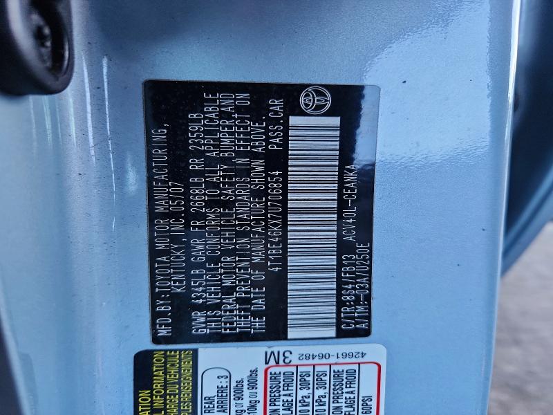 70654646 :رقم المزاد ، 4T1BE46KX7U706854 vin ، 2007 Toyota Camry مزاد بيع