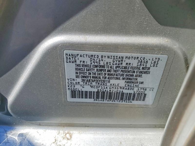 Продаж на аукціоні авто 2014 Nissan Sentra, vin: 3N1AB7AP2EY239116, номер лоту: 70820146