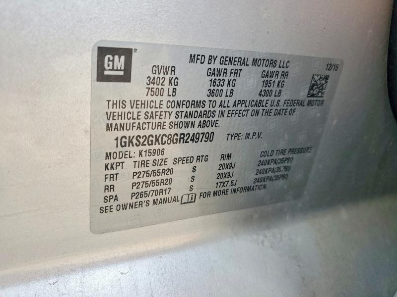 Продаж на аукціоні авто 2016 Gmc Yukon Xl, vin: 1GKS2GKC8GR249790, номер лоту: 71365516