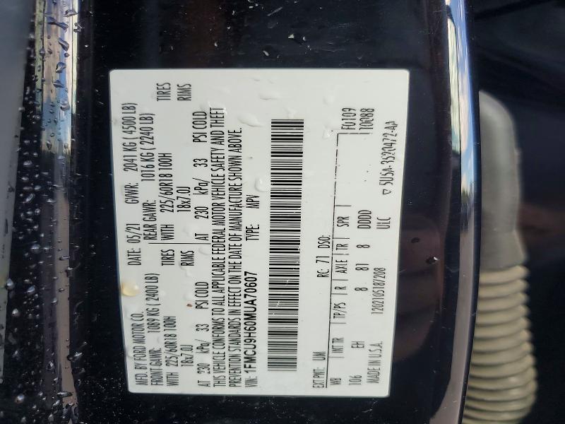 Продаж на аукціоні авто 2021 Ford Escape, vin: 1FMCU9H60MUA70607, номер лоту: 73045256