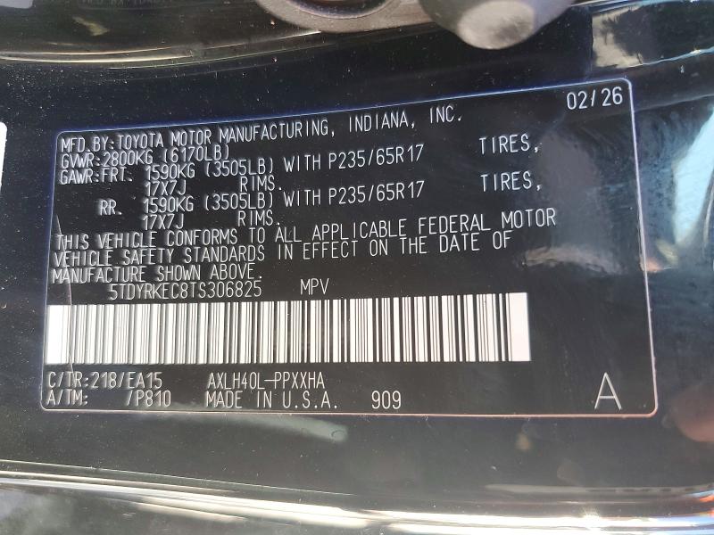 2026 Toyota Sienna მანქანა იყიდება აუქციონზე, vin: 5TDYRKEC8TS306825, აუქციონის ნომერი: 72145736