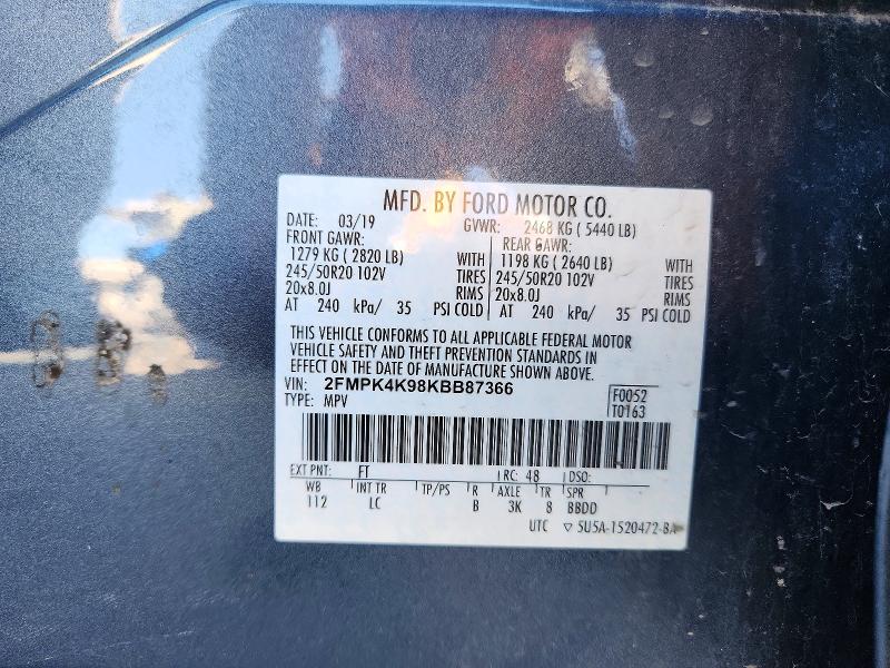 Продаж на аукціоні авто 2019 Ford Edge, vin: 2FMPK4K98KBB87366, номер лоту: 73316536