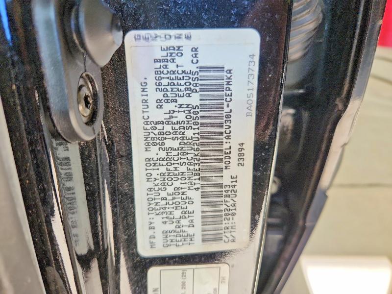 Aukcja sprzedaży 2002 Toyota Camry, vin: 4T1BE32K62U110505, numer aukcji: 71717726