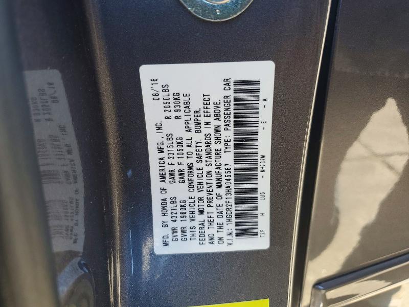 Aukcja sprzedaży 2017 Honda Accord, vin: 1HGCR2F13HA045567, numer aukcji: 71509496