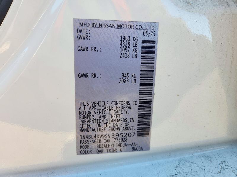 Продаж на аукціоні авто 2025 Nissan Altima, vin: 1N4BL4DV9SN395207, номер лоту: 69318896