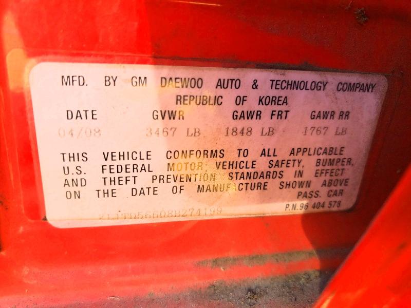 71561826 :رقم المزاد ، KL1TD56608B274199 vin ، 2008 Chevrolet Aveo مزاد بيع