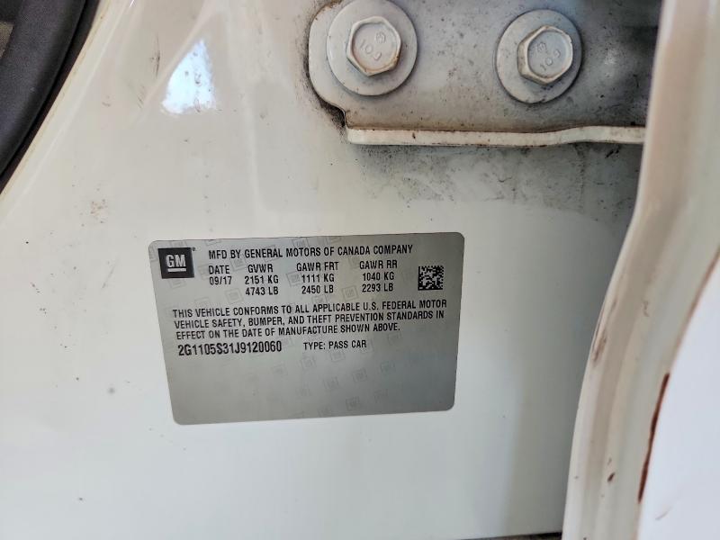 71661746 :رقم المزاد ، 2G1105S31J9120060 vin ، 2018 Chevrolet Impala مزاد بيع