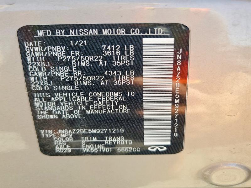 Aukcja sprzedaży 2021 Infiniti Qx80, vin: JN8AZ2BE5M9271219, numer aukcji: 71355676