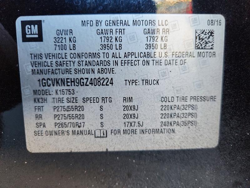 73656526 :رقم المزاد ، 1GCVKNEH9GZ408224 vin ، 2016 Chevrolet Silverado مزاد بيع