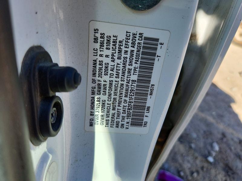 Продажа на аукционе авто 2015 Honda Civic, vin: 19XFB2F81FE291718, номер лота: 71832466