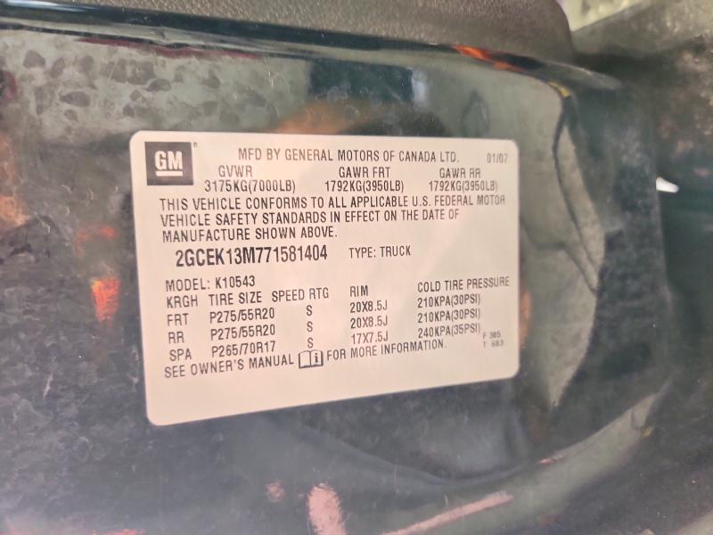Aukcja sprzedaży 2007 Chevrolet Silverado, vin: 2GCEK13M771581404, numer aukcji: 71350296