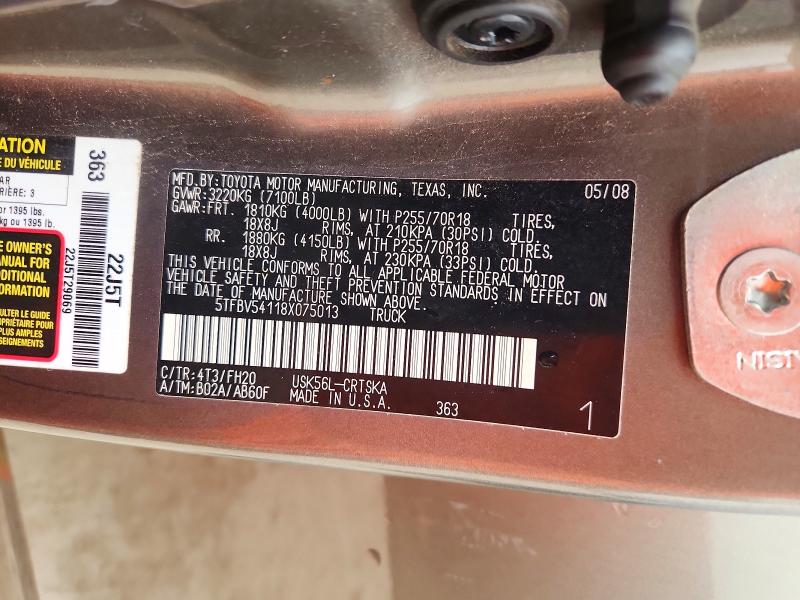 Aukcja sprzedaży 2008 Toyota Tundra, vin: 5TFBV54118X075013, numer aukcji: 71427036
