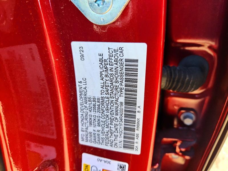 Продаж на аукціоні авто 2024 Honda Accord, vin: 1HGCY1F34RA000198, номер лоту: 72006066