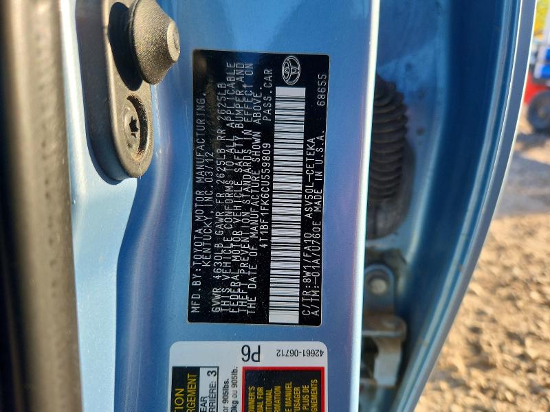 Aukcja sprzedaży 2012 Toyota Camry, vin: 4T1BF1FK6CU559809, numer aukcji: 71255486