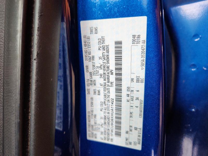 71468606 :رقم المزاد ، 1FMCU9G9XHUA11422 vin ، 2017 Ford Escape مزاد بيع