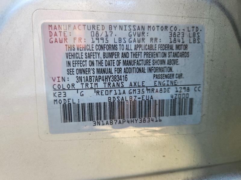 Продажа на аукционе авто 2017 Nissan Sentra, vin: 3N1AB7AP4HY383416, номер лота: 71509806