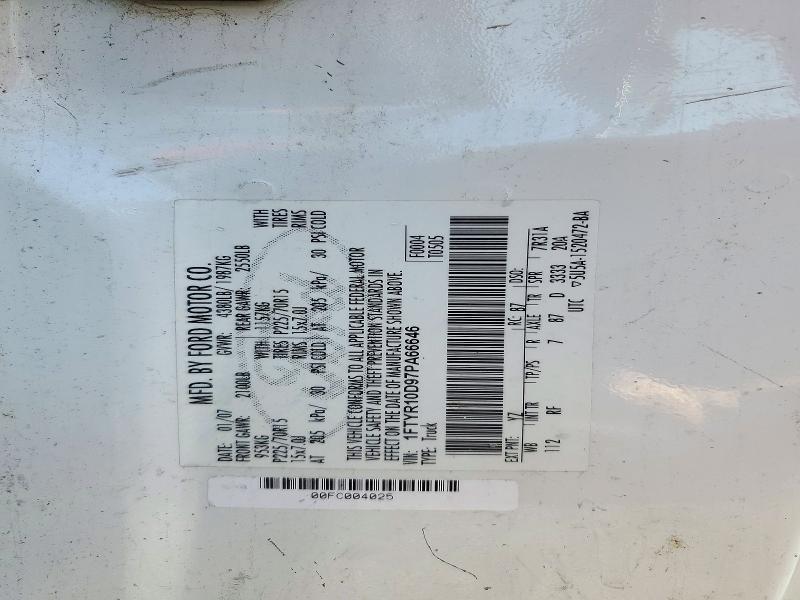 73499816 :رقم المزاد ، 1FTYR10D97PA66646 vin ، 2007 Ford Ranger مزاد بيع