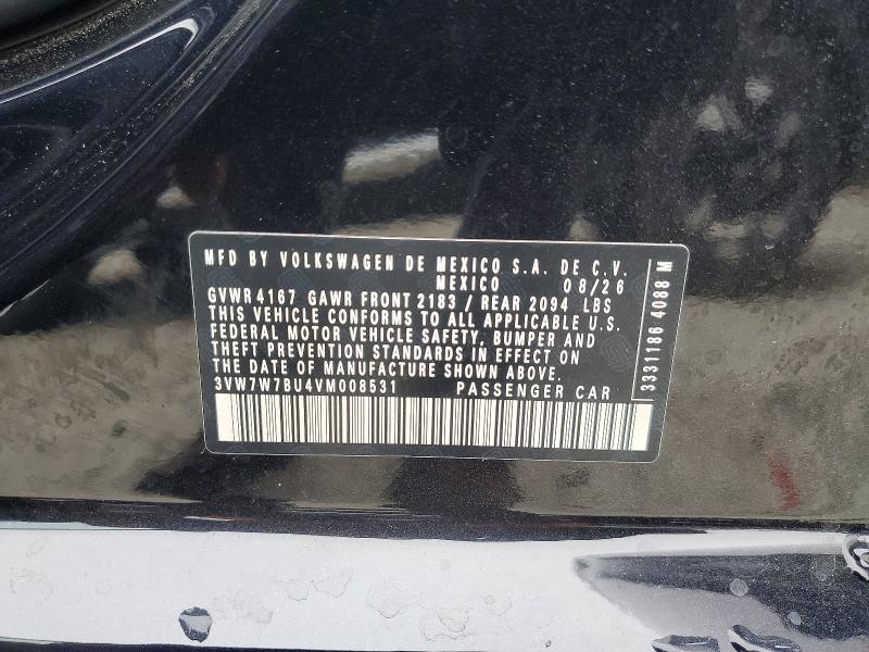 2027 Volkswagen Jetta მანქანა იყიდება აუქციონზე, vin: 3VW7W7BU4VM008531, აუქციონის ნომერი: 71766526
