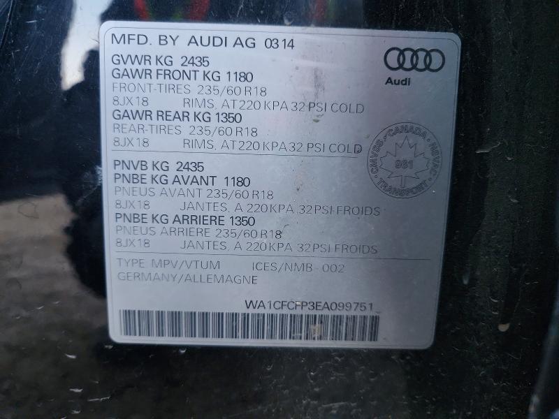 2014 Audi Q5 მანქანა იყიდება აუქციონზე, vin: WA1CFCFP3EA099751, აუქციონის ნომერი: 70053416