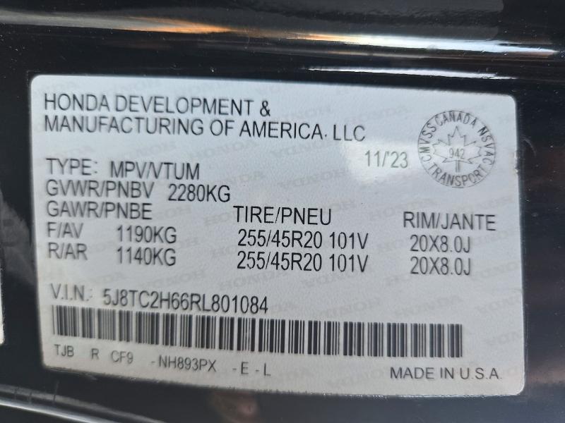 Продаж на аукціоні авто 2024 Acura Rdx, vin: 5J8TC2H66RL801084, номер лоту: 71860896