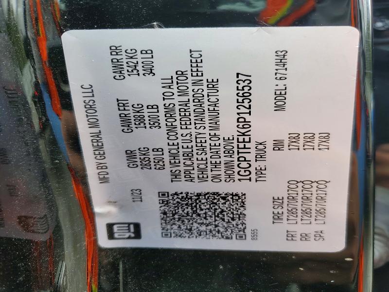 Aukcja sprzedaży 2023 Chevrolet Colorado, vin: 1GCPTFEK6P1256537, numer aukcji: 71539856