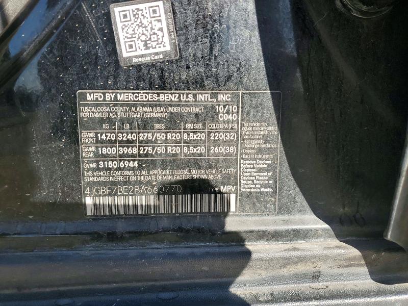 2011 Mercedes-benz Gl მანქანა იყიდება აუქციონზე, vin: 4JGBF7BE2BA660770, აუქციონის ნომერი: 59413056