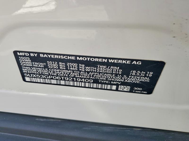 Aukcja sprzedaży 2026 Bmw X3, vin: 5UX53GP06T9219409, numer aukcji: 69171816