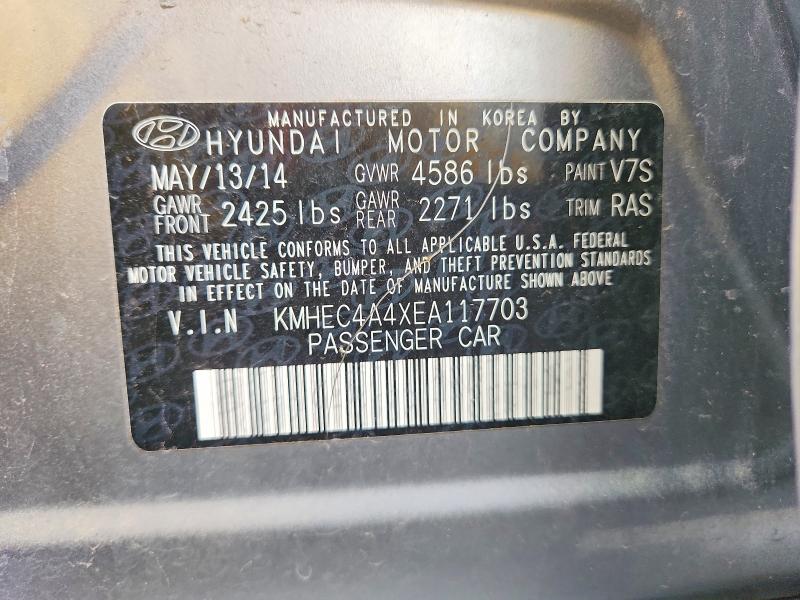 2014 Hyundai Sonata მანქანა იყიდება აუქციონზე, vin: KMHEC4A4XEA117703, აუქციონის ნომერი: 71474896