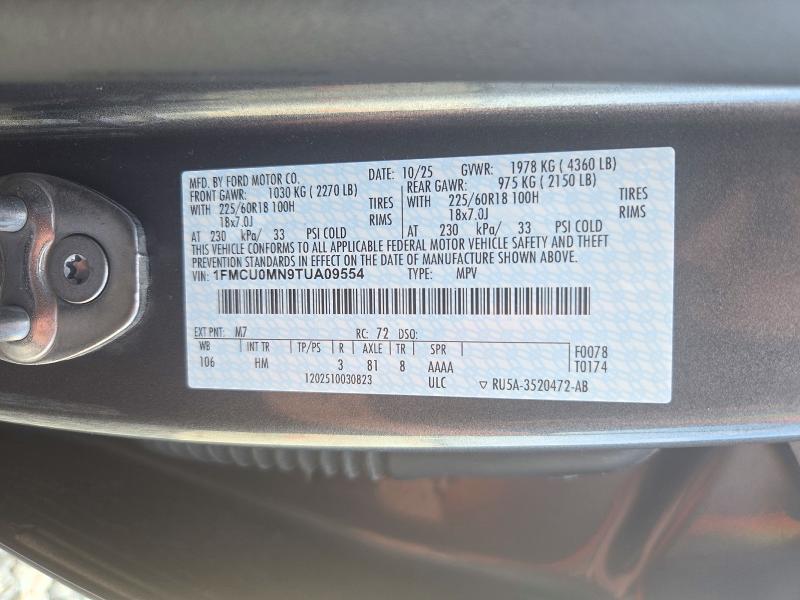 Aukcja sprzedaży 2026 Ford Escape, vin: 1FMCU0MN9TUA09554, numer aukcji: 72490826