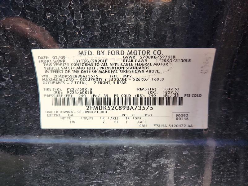 Продаж на аукціоні авто 2009 Ford Flex, vin: 2FMDK52C89BA73575, номер лоту: 73652646