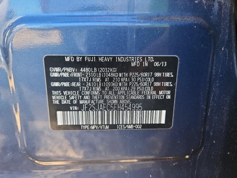 72101986 :رقم المزاد ، JF2SJAEC5EH454995 vin ، 2014 Subaru Forester مزاد بيع