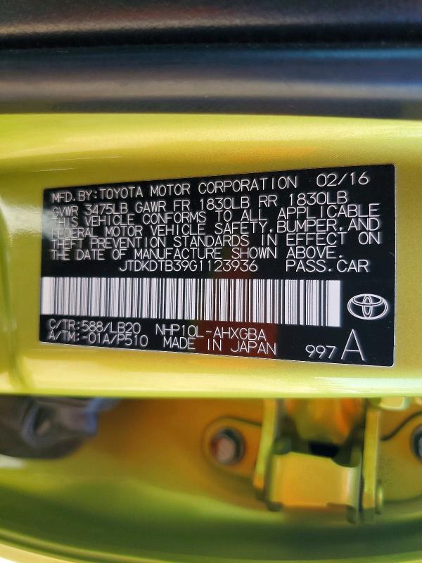 Продажа на аукционе авто 2016 Toyota Prius C, vin: JTDKDTB39G1123936, номер лота: 71590346