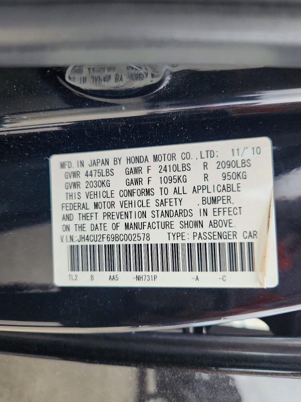 70829706 :رقم المزاد ، JH4CU2F69BC002578 vin ، 2011 Acura Tsx مزاد بيع