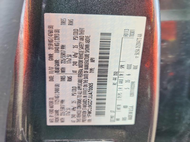 Aukcja sprzedaży 2018 Ford Escape, vin: 1FMCU9GD7JUA70065, numer aukcji: 70891246