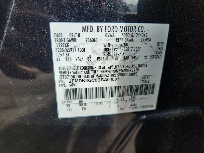 Продажа на аукционе авто 2011 Ford Edge, vin: 2FMDK3GC0BBA04883, номер лота: 71085916