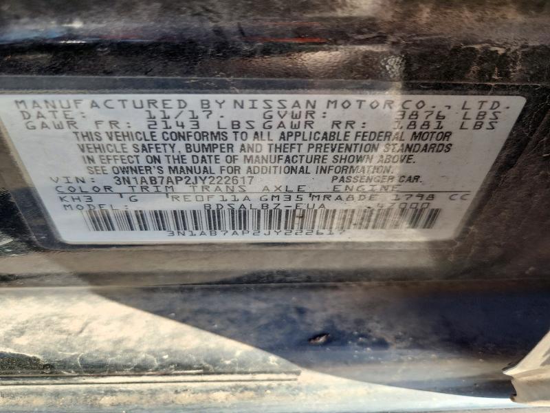 71809766 :رقم المزاد ، 3N1AB7AP2JY222617 vin ، 2018 Nissan Sentra مزاد بيع