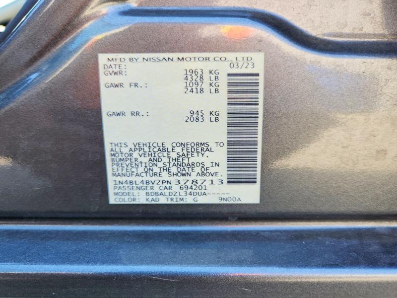 Продажа на аукционе авто 2023 Nissan Altima, vin: 1N4BL4BV2PN378713, номер лота: 71460506