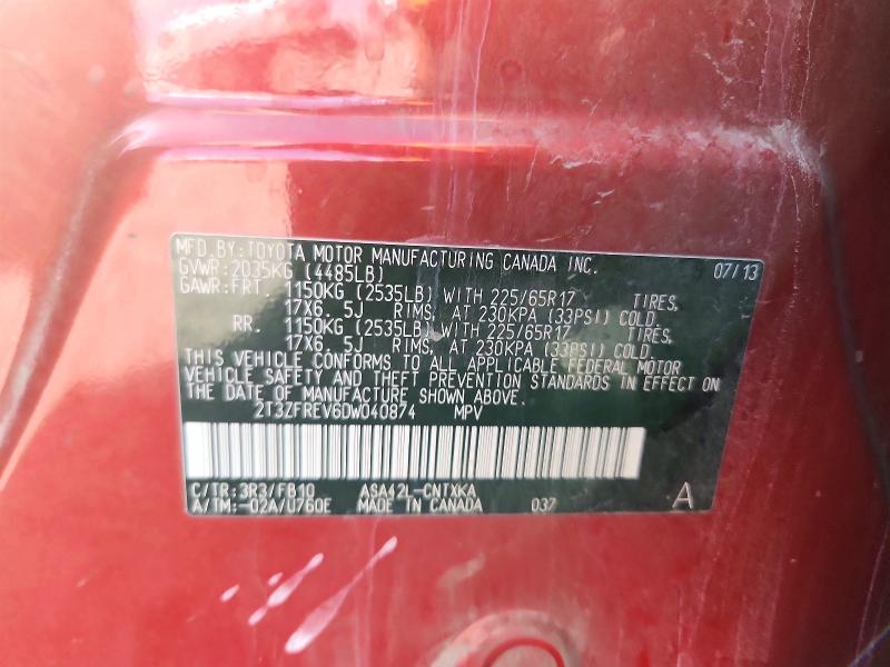 Aukcja sprzedaży 2013 Toyota Rav4, vin: 2T3ZFREV6DW040874, numer aukcji: 70362916