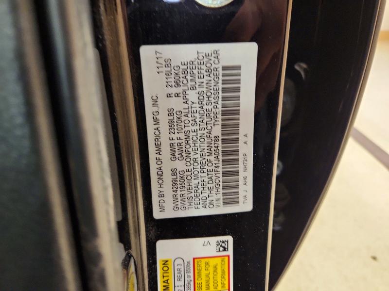 Aukcja sprzedaży 2018 Honda Accord, vin: 1HGCV1F41JA054788, numer aukcji: 72717796