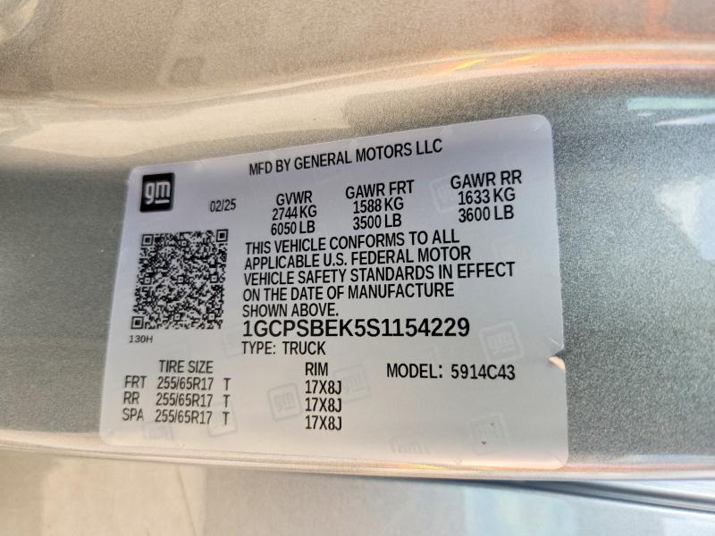 70648686 :رقم المزاد ، 1GCPSBEK5S1154229 vin ، 2025 Chevrolet Colorado مزاد بيع