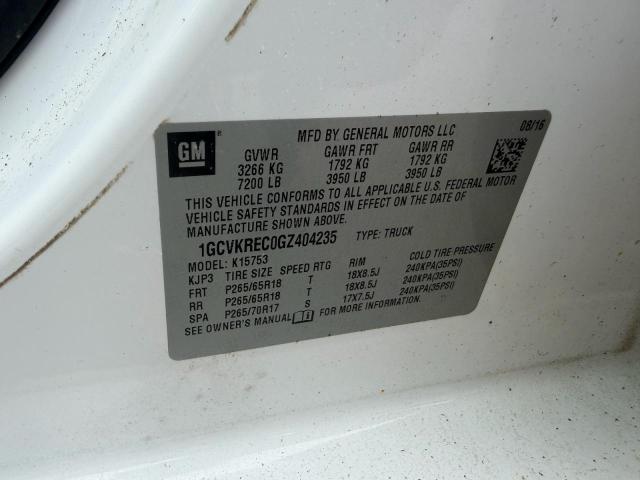 71840306 :رقم المزاد ، 1GCVKREC0GZ404235 vin ، 2016 Chevrolet Silverado مزاد بيع