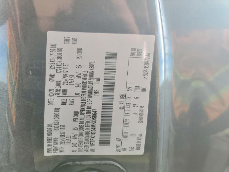 71163116 :رقم المزاد ، 1FTFX1E54MKD58647 vin ، 2021 Ford F150 مزاد بيع
