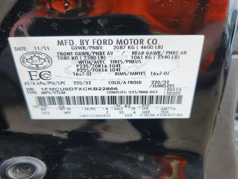 Продажа на аукционе авто 2012 Ford Escape, vin: 1FMCU9D7XCKB22866, номер лота: 70497056