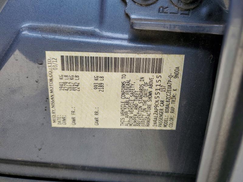 Aukcja sprzedaży 2012 Nissan Altima, vin: 1N4AL2AP9CN551155, numer aukcji: 70946576